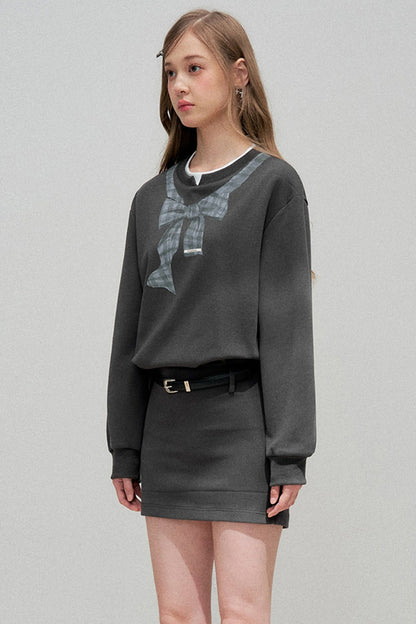 A-Linien-Kleid mit Schleifenprint