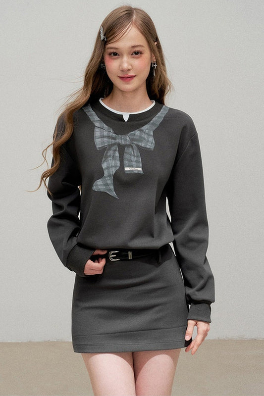 Bowknot Print A-Line Dress