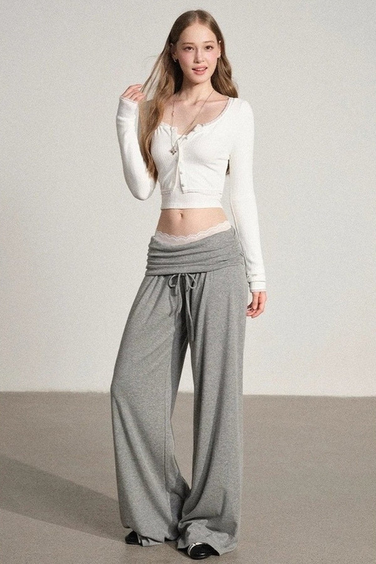 Backless Top and Wide-Leg Pants Set-Up