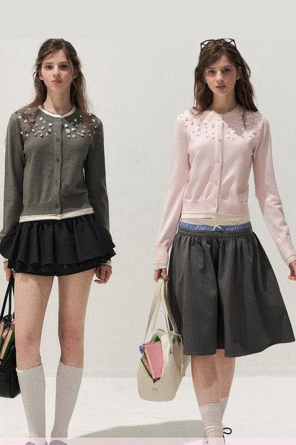 Hand-Beaded Layered-Look Cardigan