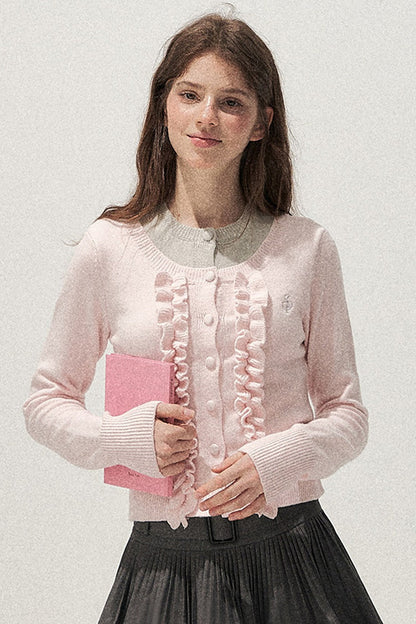 Layered-Look Floral Ruffle Sweater
