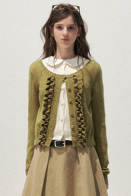 Layered-Look Floral Ruffle Sweater
