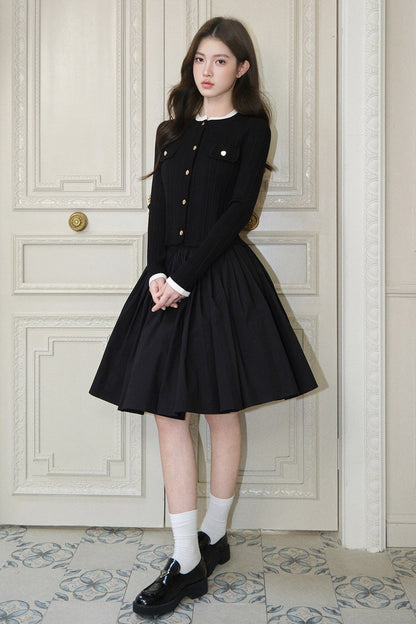 Pleated A-Line Midi Skirt