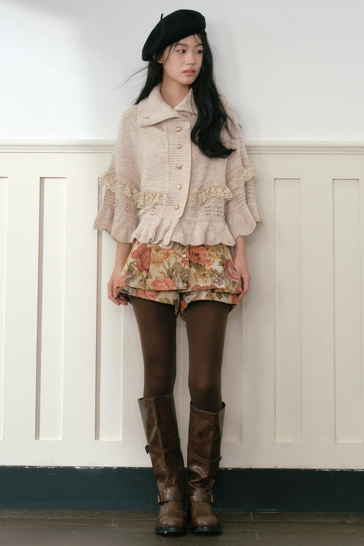 High-Waisted Floral Print Skirt