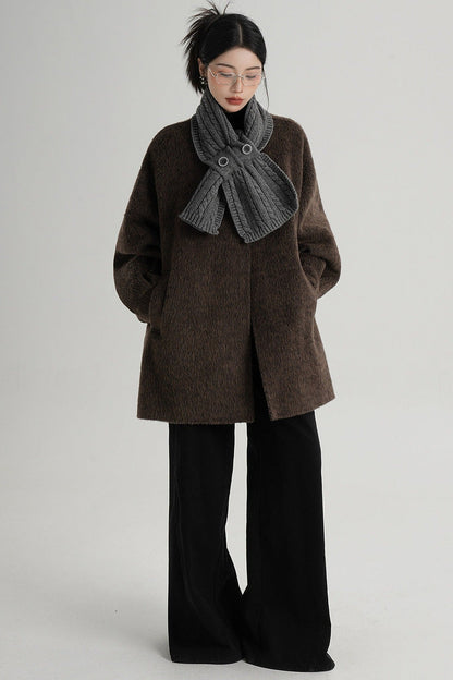Scarf Collar Double-Sided Wool Coat