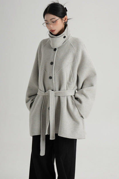 Mid-Length Armor Collar Wool Coat