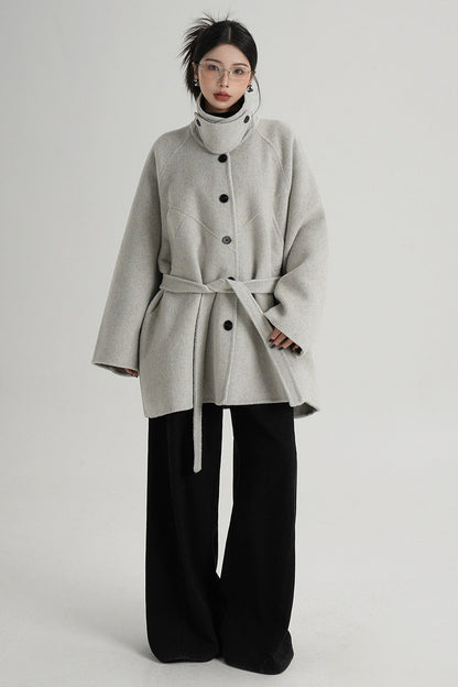 Mid-Length Armor Collar Wool Coat