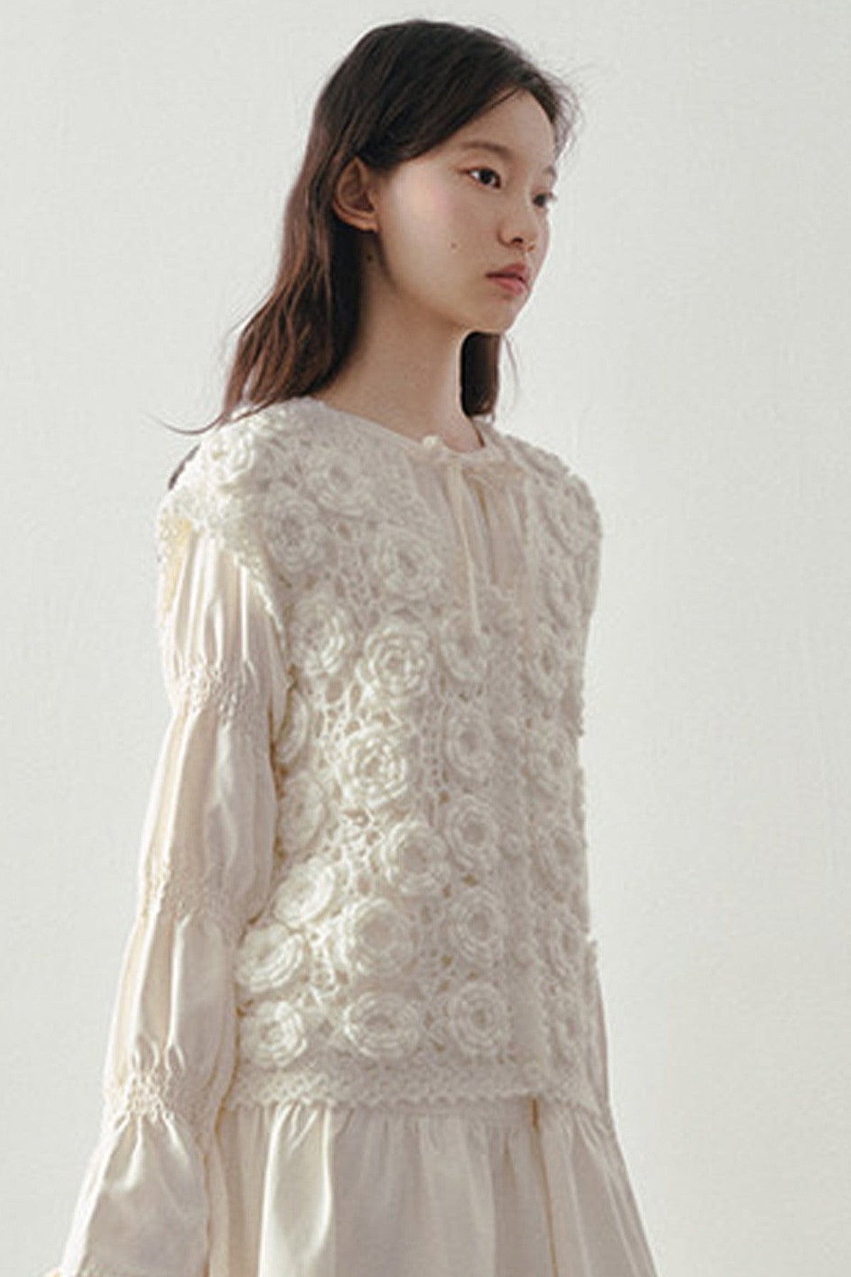 3D Floral Crochet Layered Vest