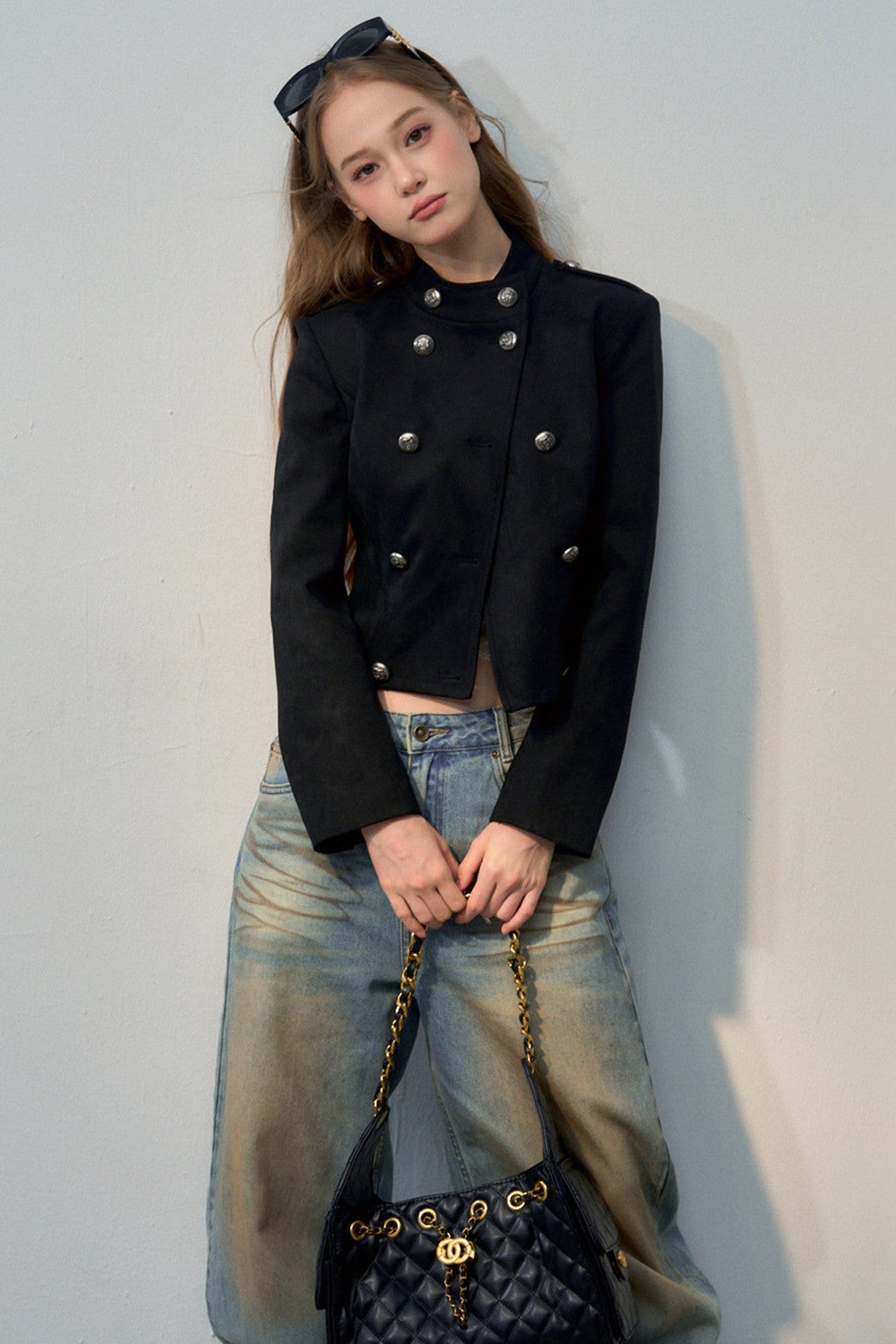 Double-Breasted Stand Collar Jacket