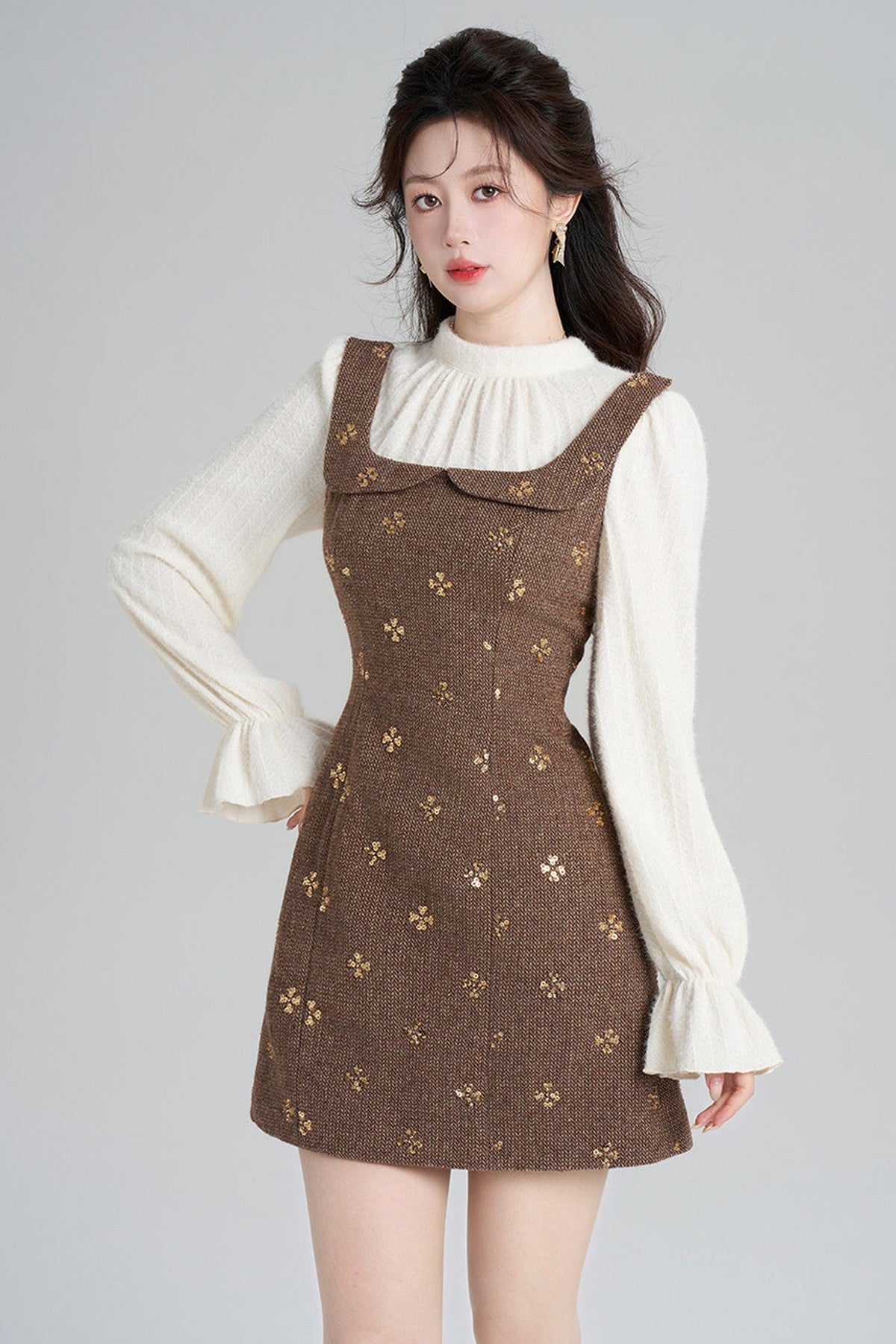 Sequin Patchwork Layered-Look Dress