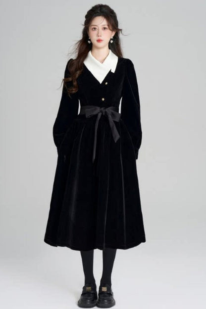 Black Velvet A-Line Dress