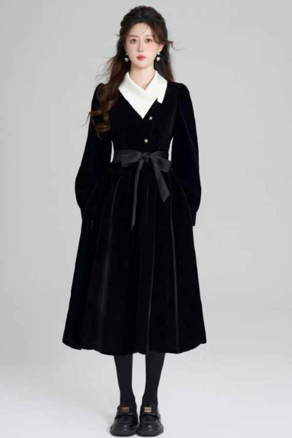 Black Velvet A-Line Dress