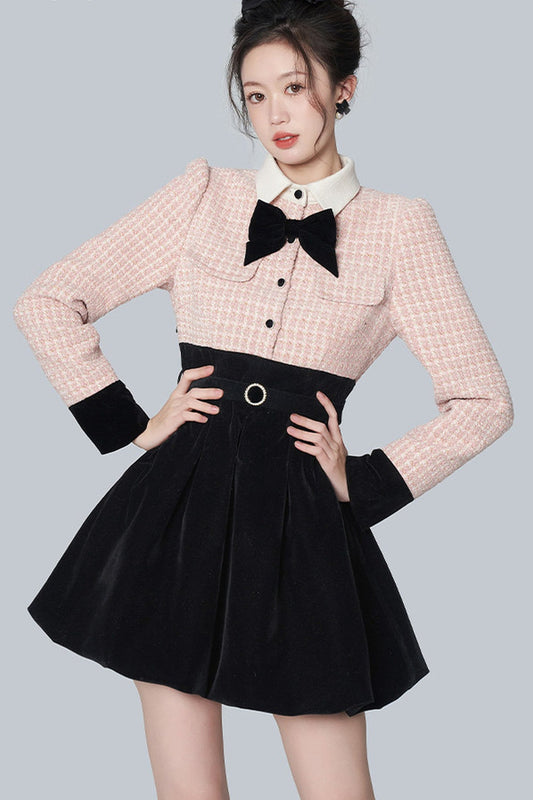 Pink Tweed A-Line Dress