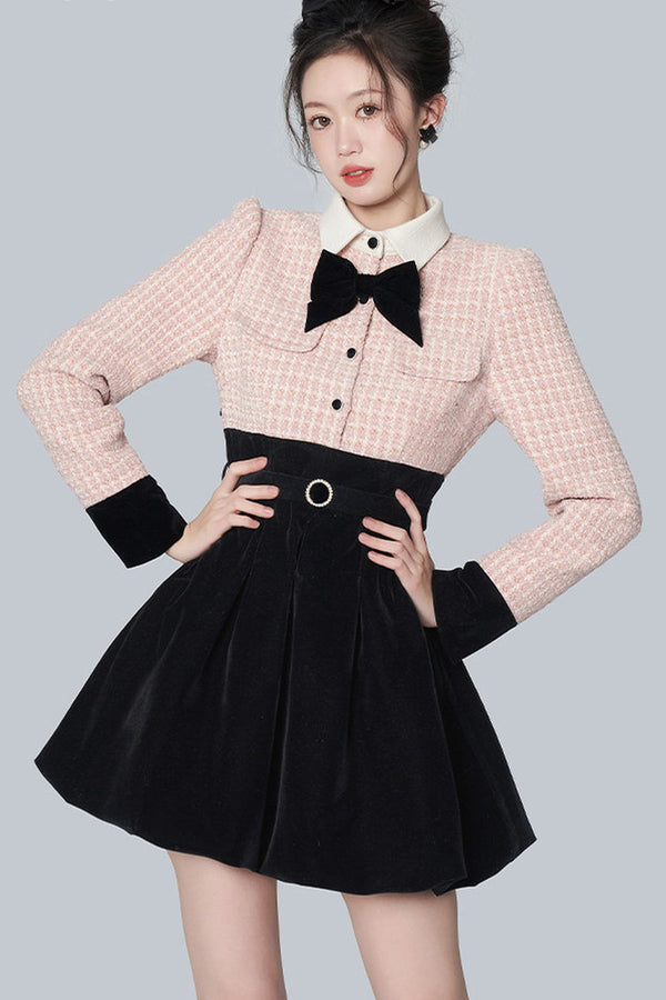 Pink Tweed A-Line Dress