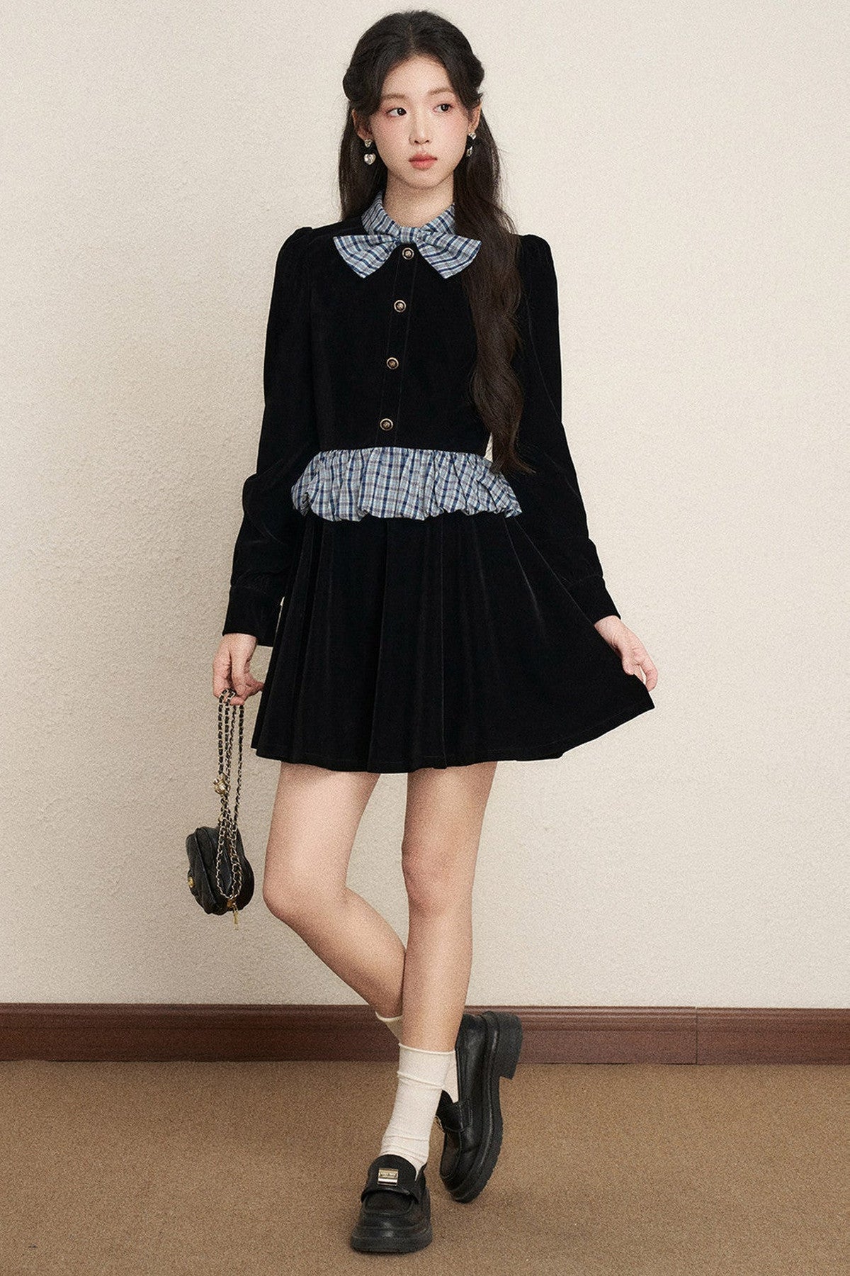 Black Velvet A-Line Dress