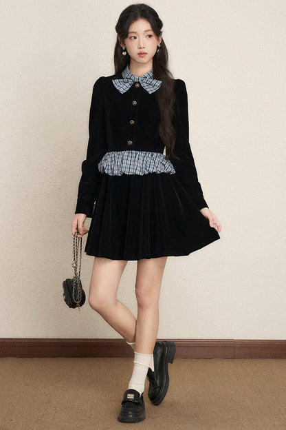 Black Velvet A-Line Dress