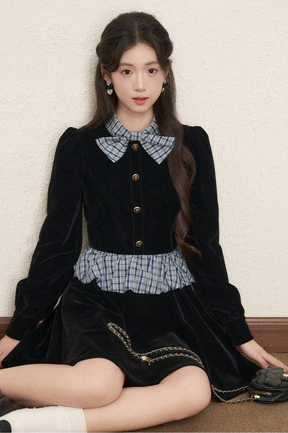 Black Velvet A-Line Dress