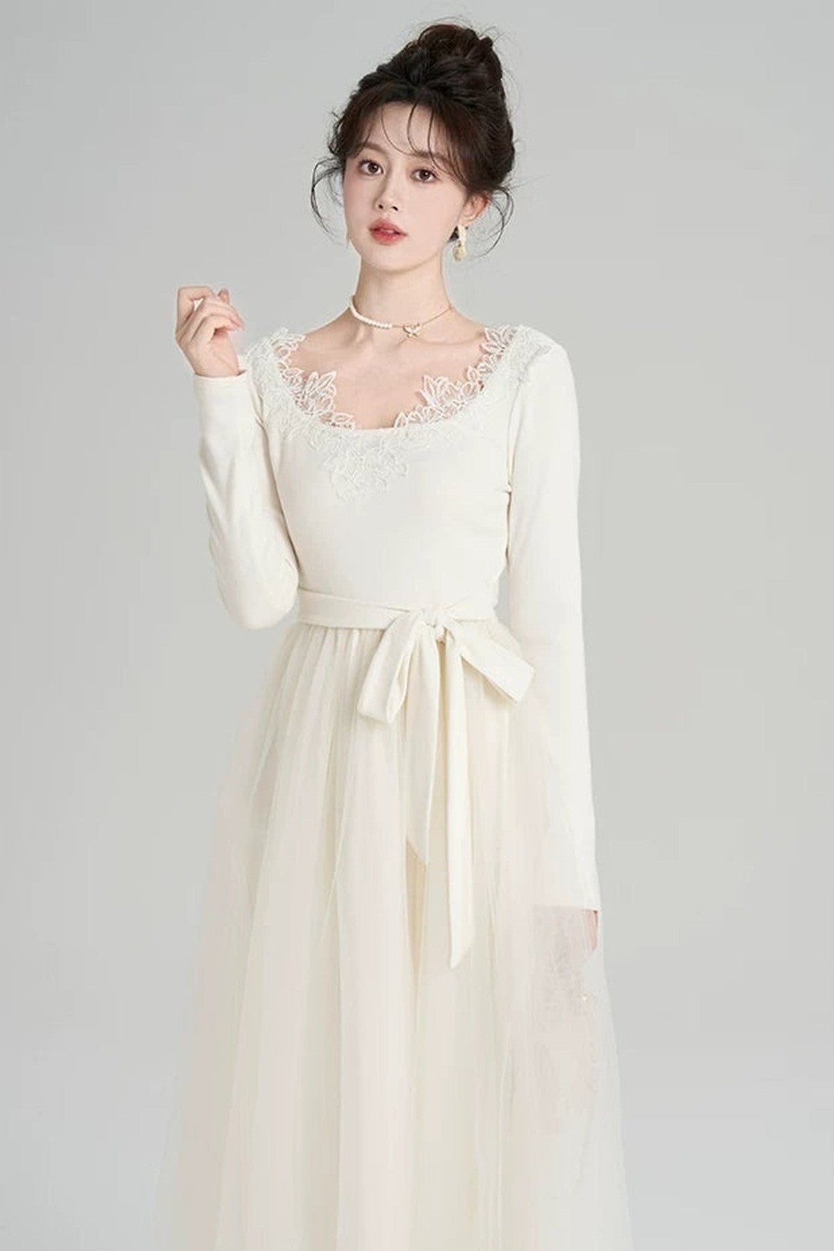 White Lace Dress and Red Jacket