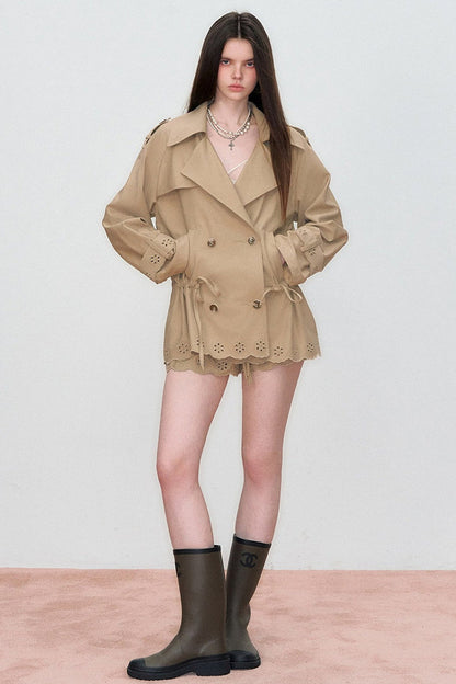 3D Embroidered Drawstring Jacket