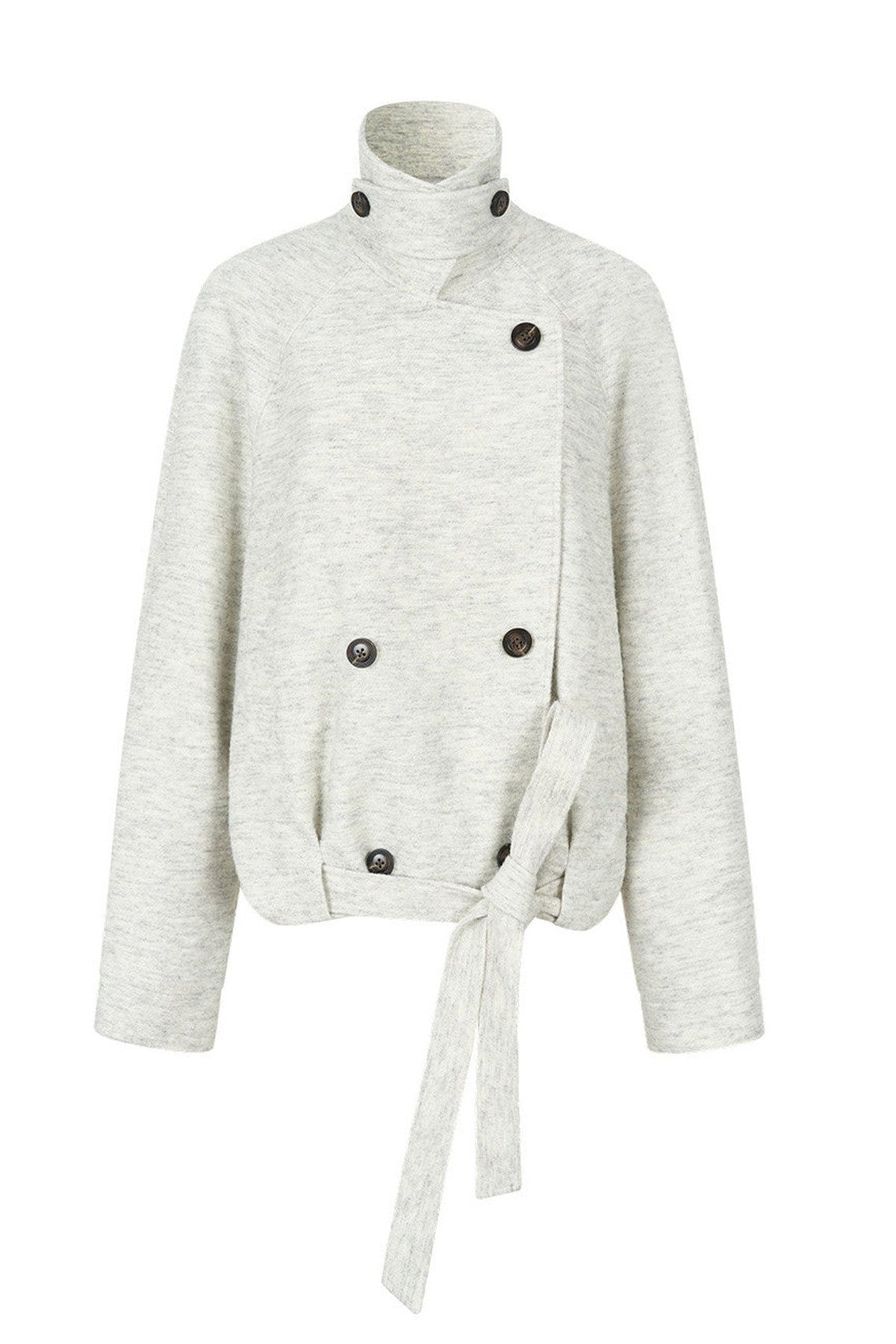 Stand Collar Tie-Up Wool Coat