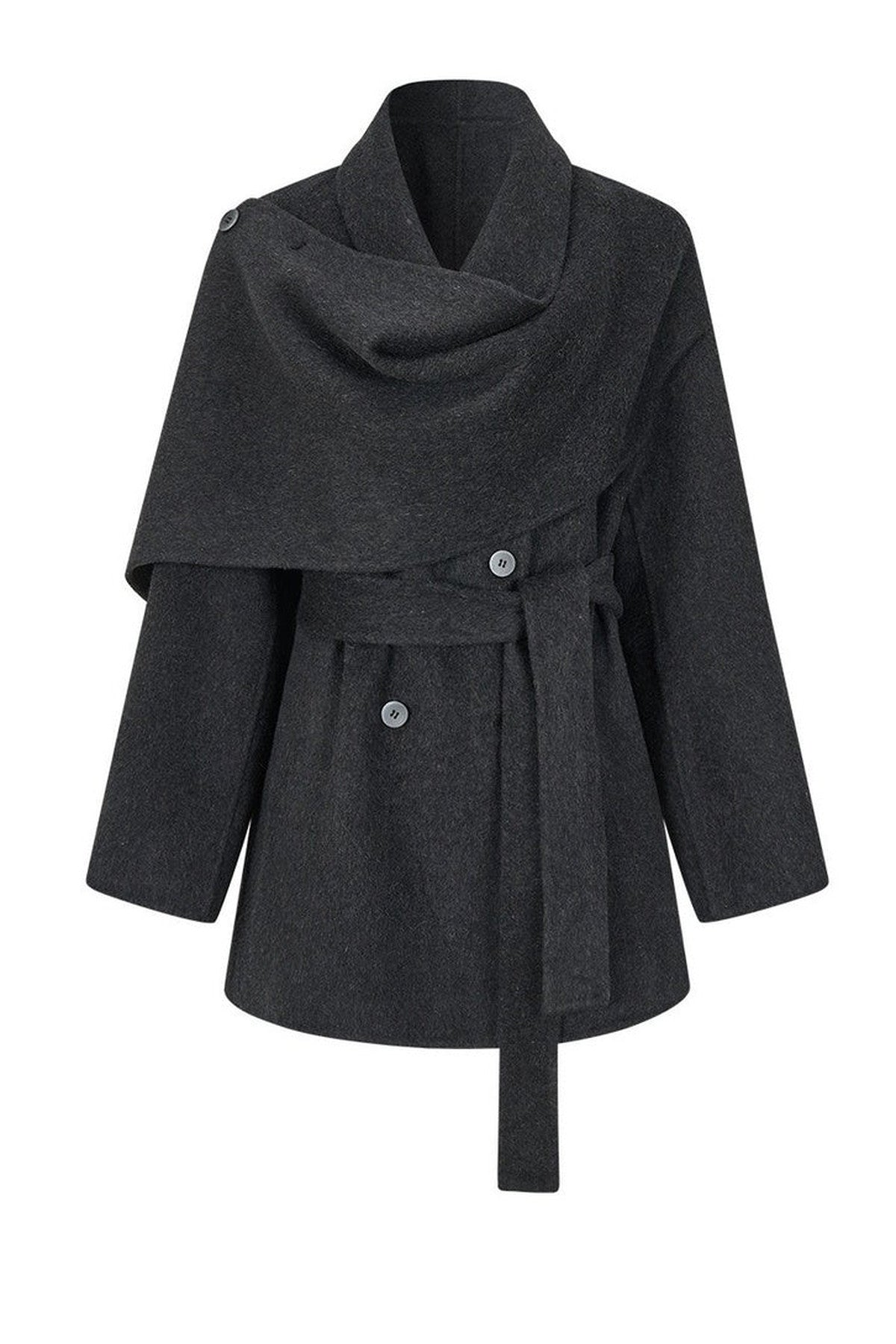 Half Shawl Wool Coat