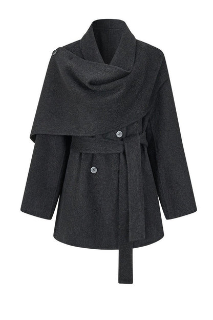 Half Shawl Wool Coat