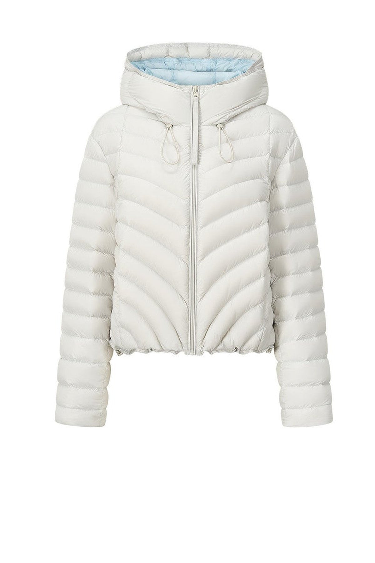 3D Quilted Drawstring Hooded Down Jacket