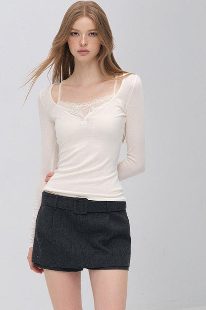 Belted Wool A-Line Skirt