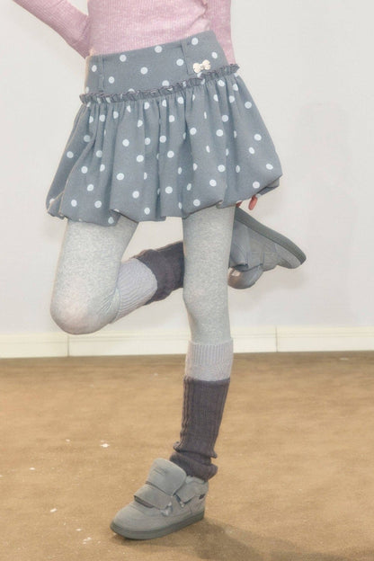 Gray Polka Dot Wool Skirt