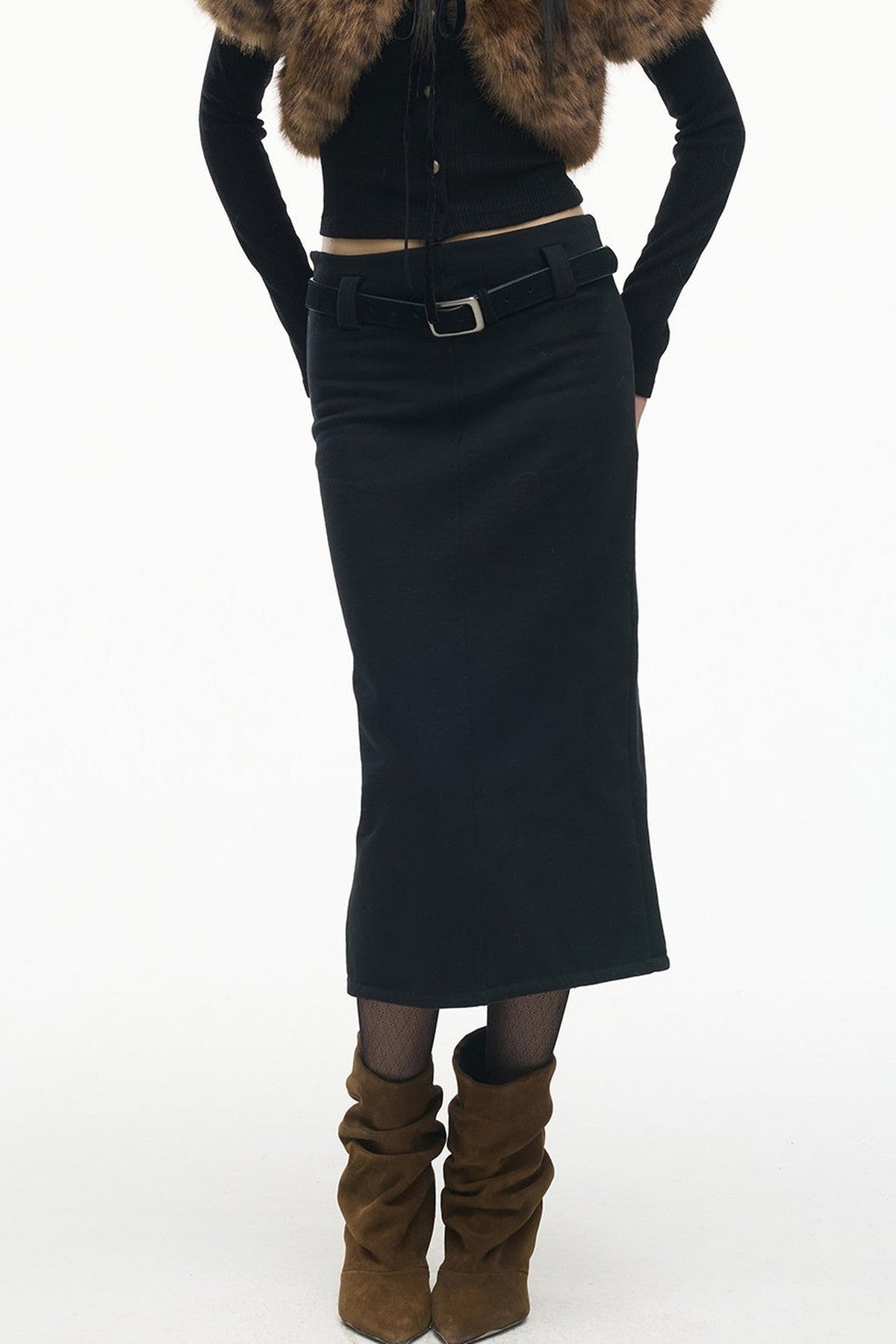 Knitted Sweatshirt Fabric Straight Skirt