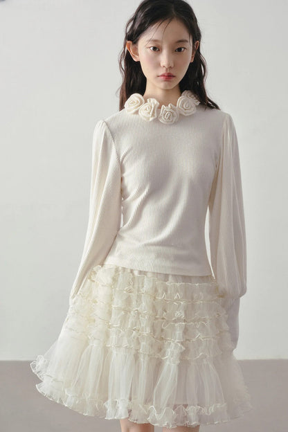 3D Floral Long Sleeve Knit Top