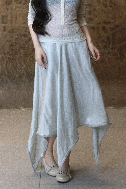 Smooth Draped Satin Skirt