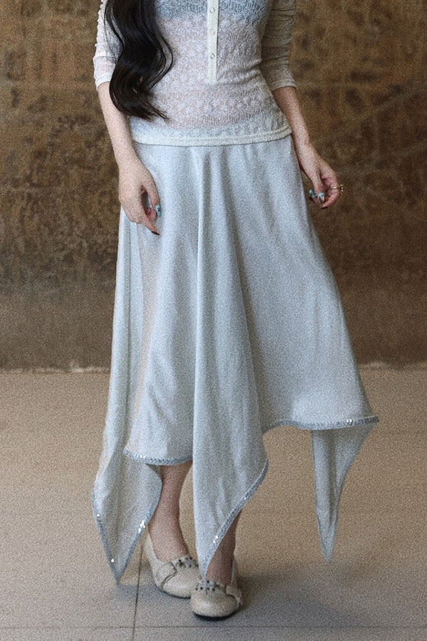 Smooth Draped Satin Skirt
