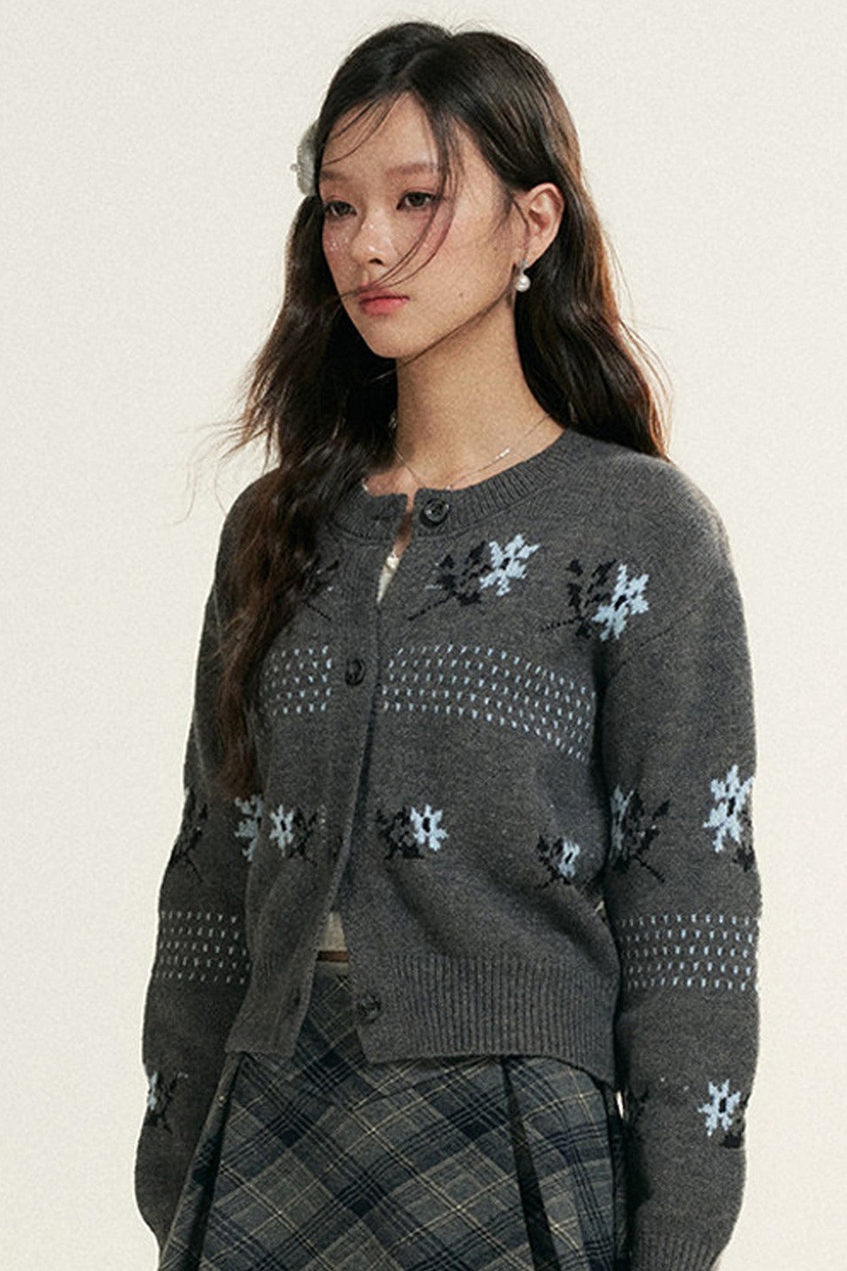 Fair Isle Jacquard Knit Cardigan