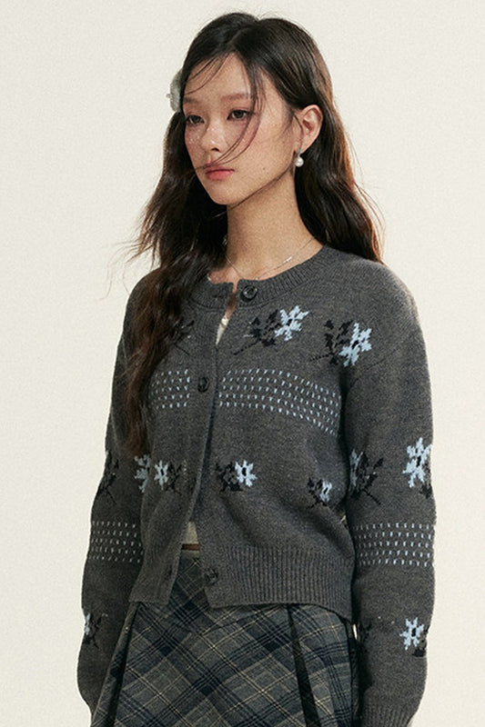 Fair Isle Jacquard Knit Cardigan