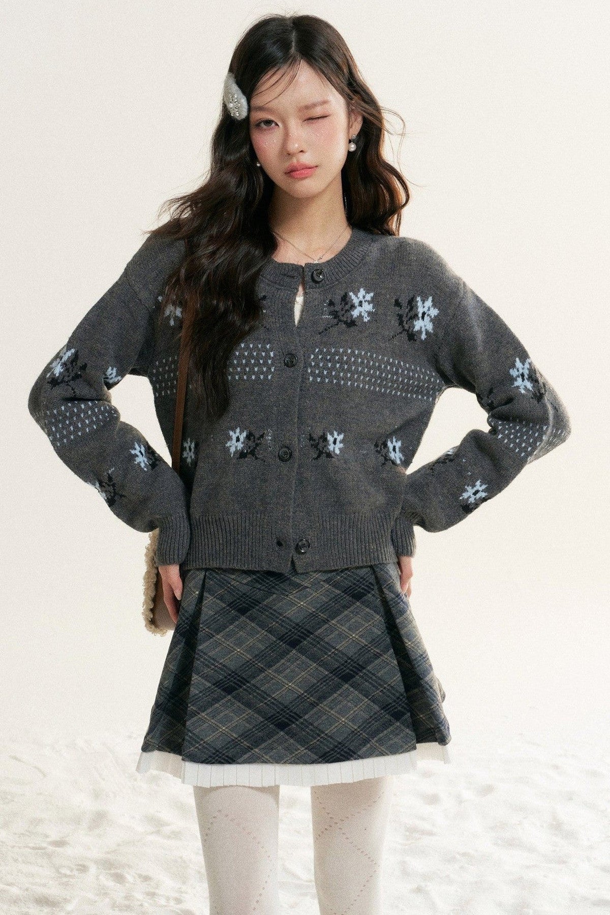Fair Isle Jacquard Knit Cardigan