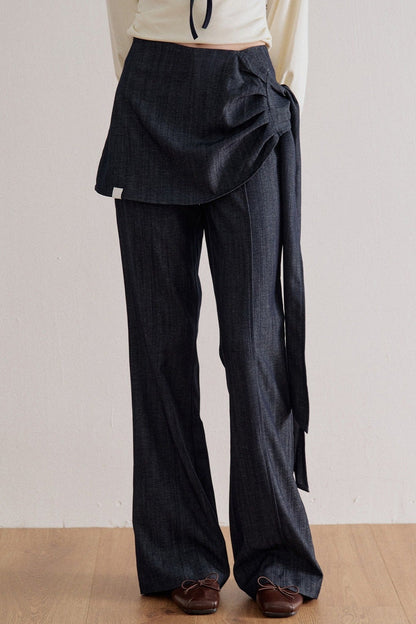 Tied Waist Wide-Leg Flared Pants