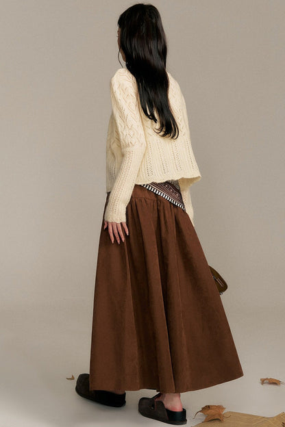 Crochet Knit Cardigan and Camisole Two-Piece With Skirt Set-Up
