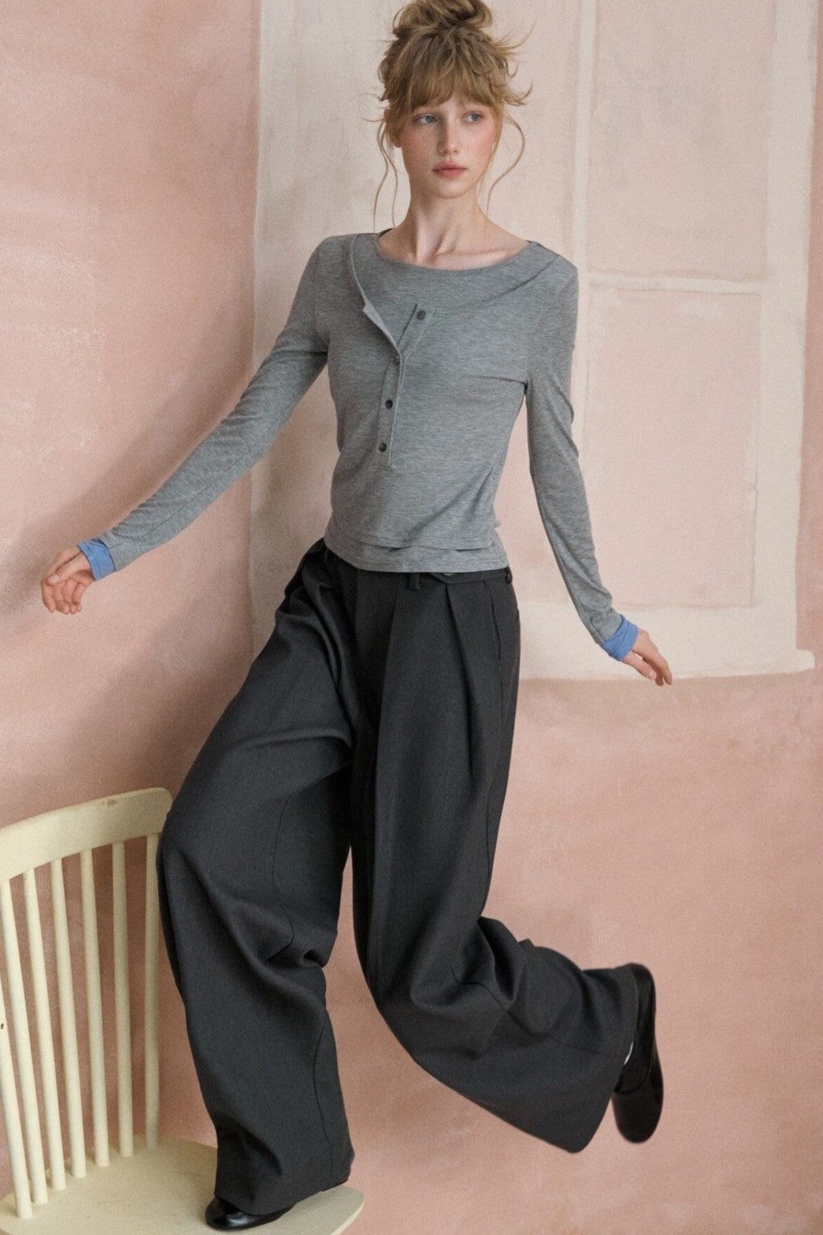 Layered-Look Long-Sleeved T-Shirt