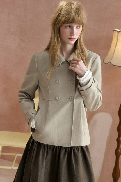 Collar Pleated Leather Jacket