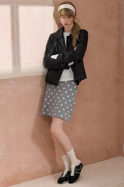 Collar Pleated Leather Jacket