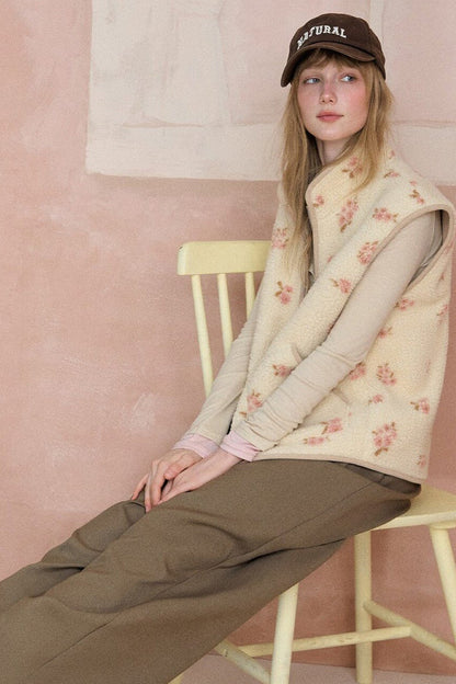 Floral Fleece Vest