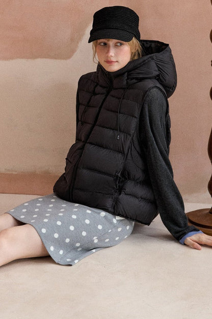 Ribbed Hooded Down Vest