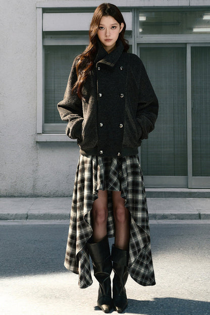 Loose Double-Breasted Woolen Jacket