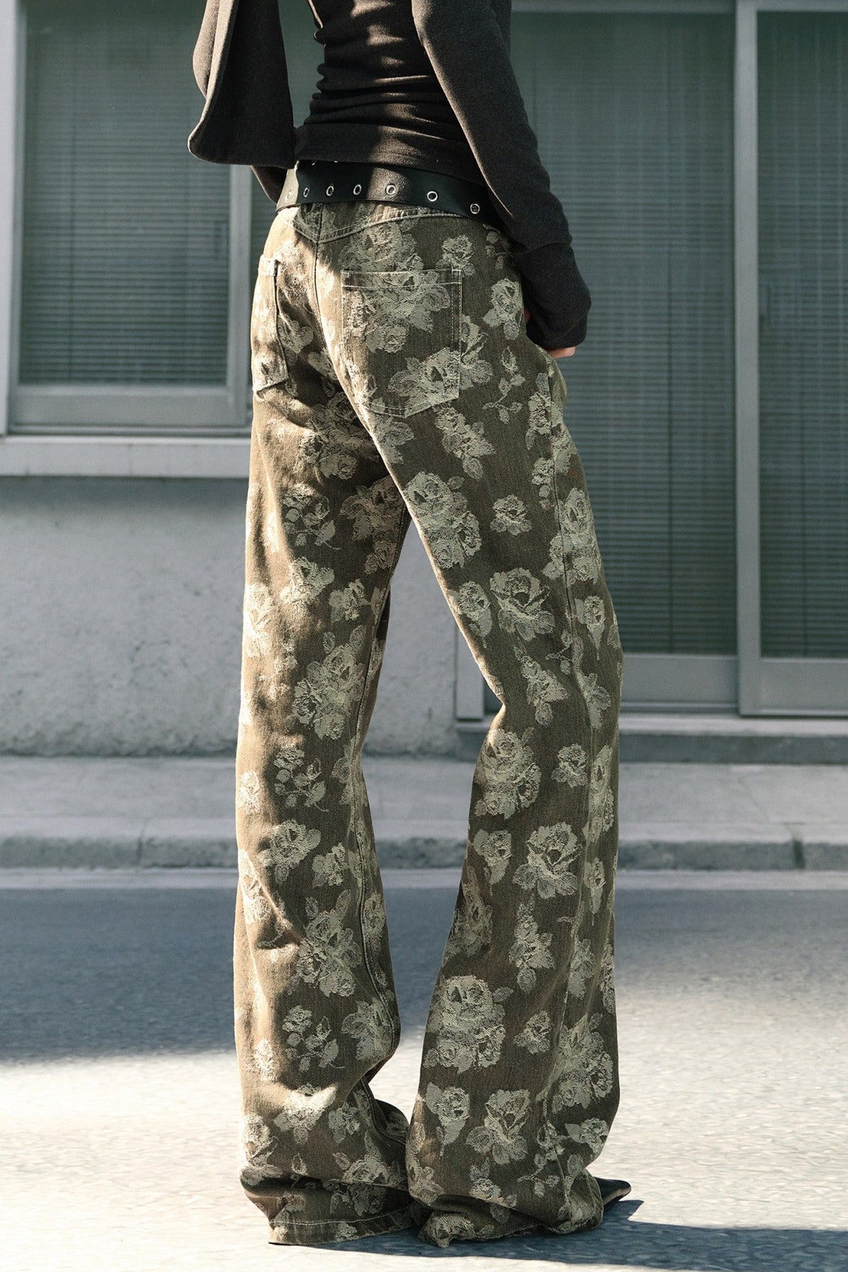 Vintage Jacquard Straight-Leg Flared Jeans