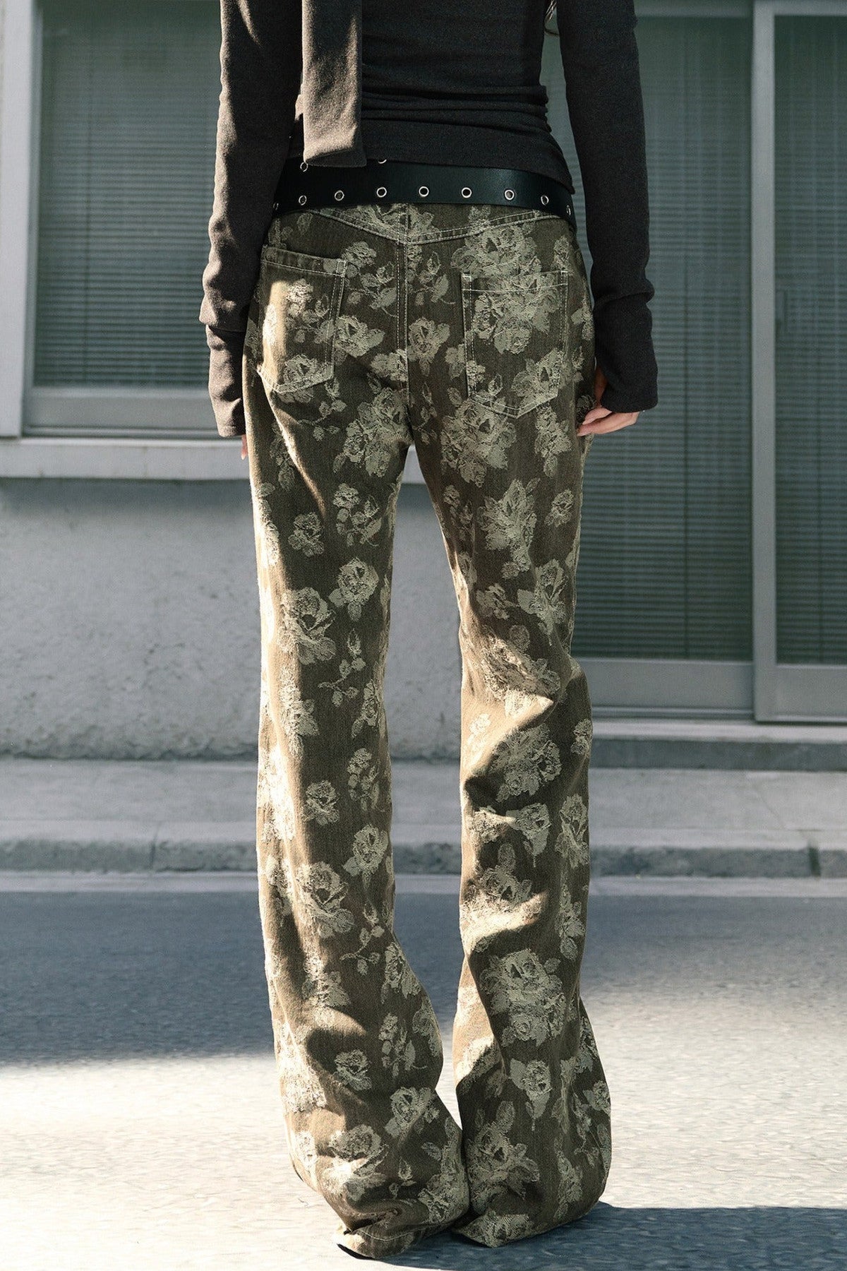 Vintage Jacquard Straight-Leg Flared Jeans