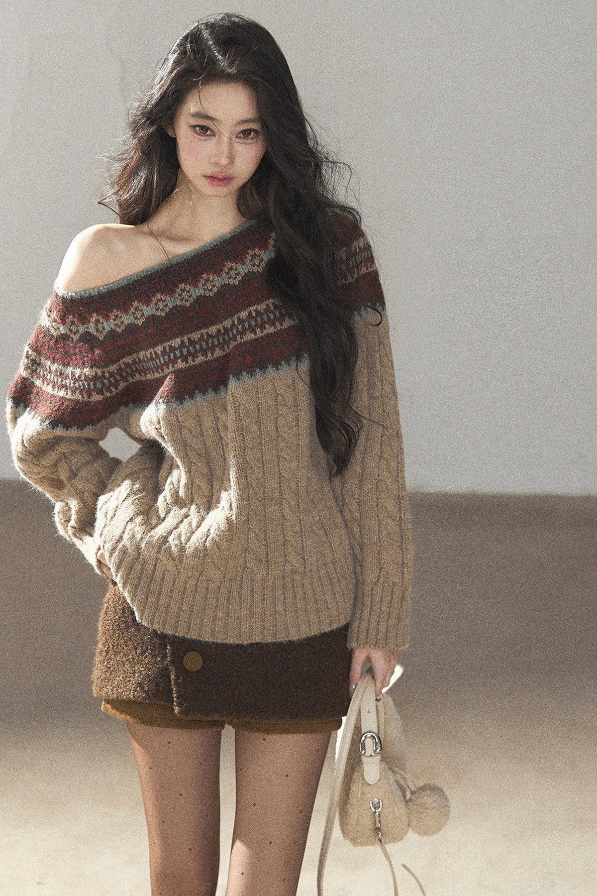 Fair Isle Cable Knit Sweater