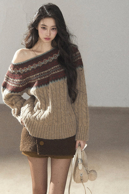 Fair Isle Cable Knit Sweater
