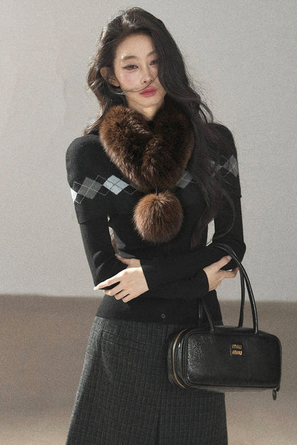 Fluffy Pom-Pom Eco-Fur Scarf