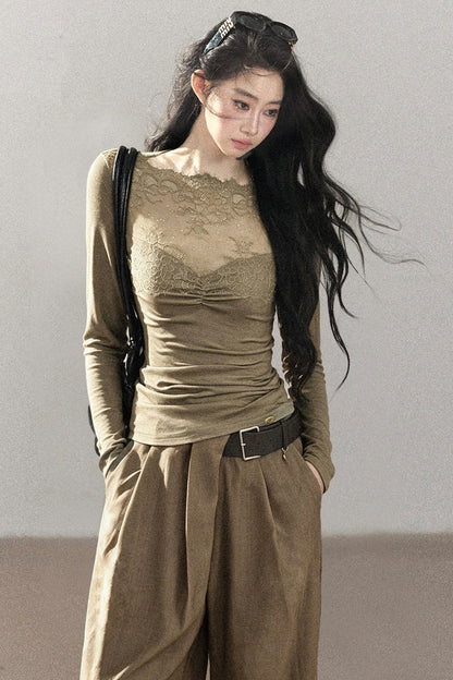 Lace Patchwork Knit T-Shirt